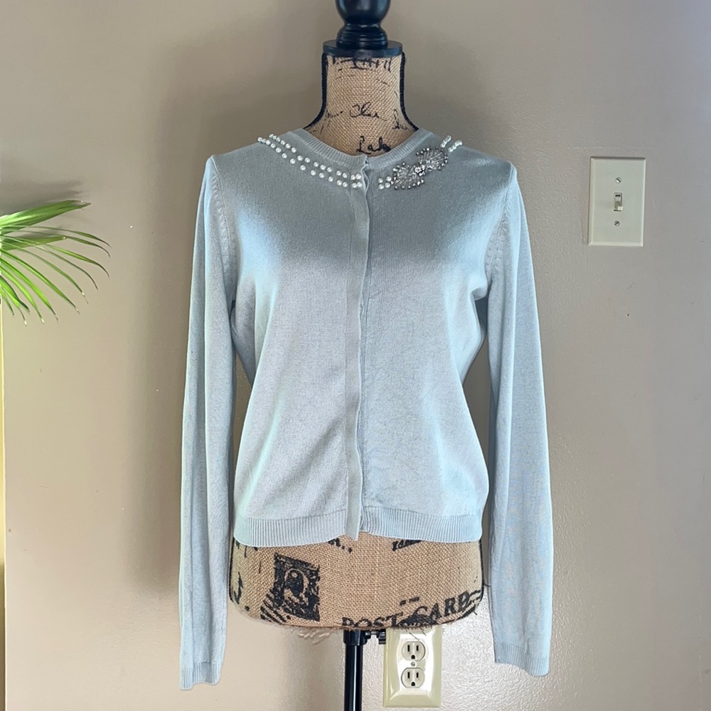 Vintage Embellished Silk Cashmere Cardigan Sweater